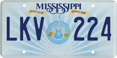 MS license plate LKV224