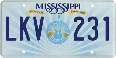 MS license plate LKV231