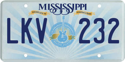 MS license plate LKV232