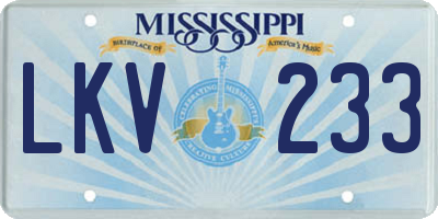 MS license plate LKV233