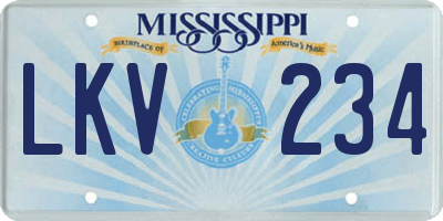MS license plate LKV234