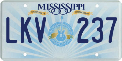 MS license plate LKV237