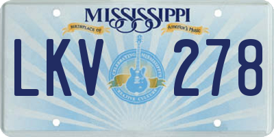MS license plate LKV278
