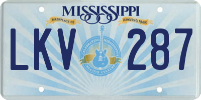 MS license plate LKV287