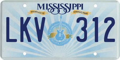 MS license plate LKV312