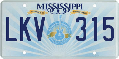 MS license plate LKV315