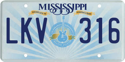 MS license plate LKV316