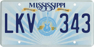 MS license plate LKV343