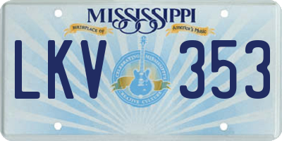 MS license plate LKV353