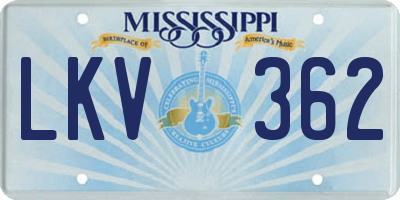MS license plate LKV362