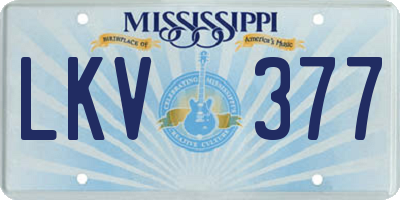 MS license plate LKV377