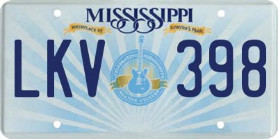 MS license plate LKV398