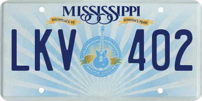 MS license plate LKV402