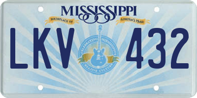 MS license plate LKV432