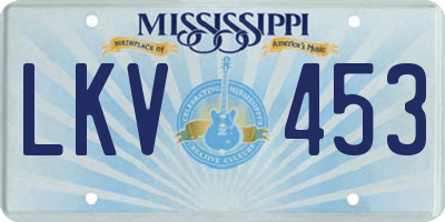 MS license plate LKV453