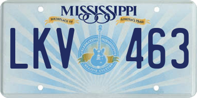 MS license plate LKV463
