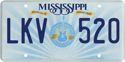 MS license plate LKV520