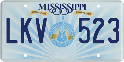 MS license plate LKV523