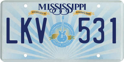 MS license plate LKV531