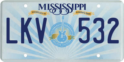 MS license plate LKV532