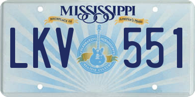 MS license plate LKV551