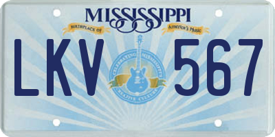 MS license plate LKV567