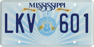 MS license plate LKV601