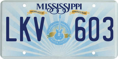 MS license plate LKV603
