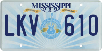 MS license plate LKV610