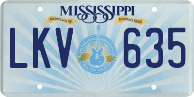 MS license plate LKV635