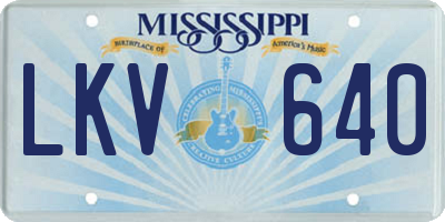 MS license plate LKV640