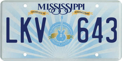 MS license plate LKV643