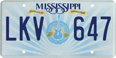MS license plate LKV647