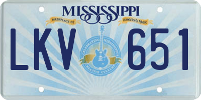 MS license plate LKV651