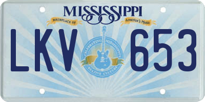MS license plate LKV653