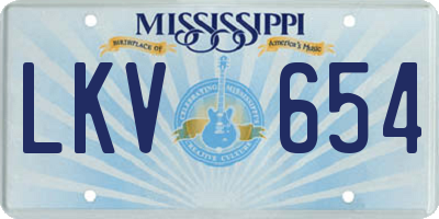 MS license plate LKV654