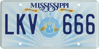 MS license plate LKV666