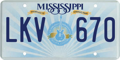 MS license plate LKV670