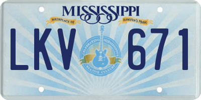 MS license plate LKV671