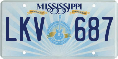 MS license plate LKV687