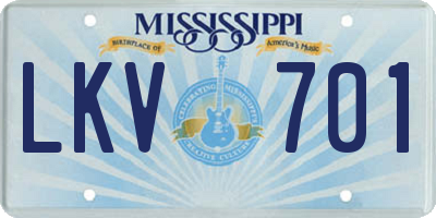 MS license plate LKV701