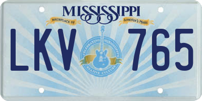 MS license plate LKV765