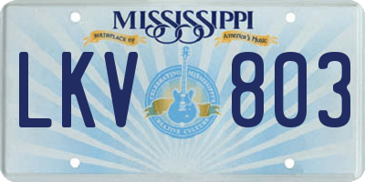 MS license plate LKV803