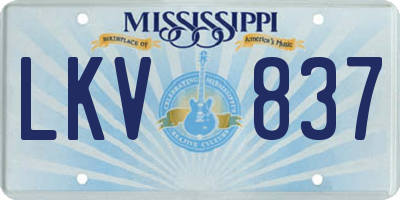 MS license plate LKV837