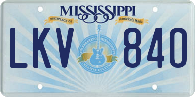 MS license plate LKV840