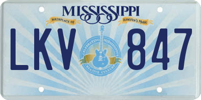 MS license plate LKV847