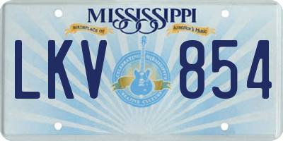 MS license plate LKV854