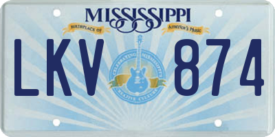 MS license plate LKV874
