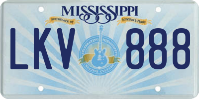 MS license plate LKV888