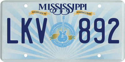 MS license plate LKV892